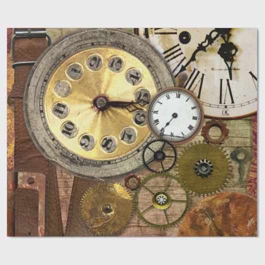 Clocks oude Steampunk Art Cadeaupapier (Vlak)