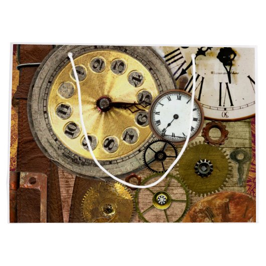 Clocks oude Steampunk Art Large Cadeautasje (Achterkant)