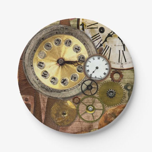 Clocks oude Steampunk Art Papieren Bordje (Voorkant)