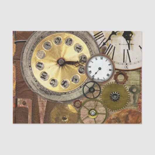 Clocks oude Steampunk Art Tissuepapier (Voorkant)
