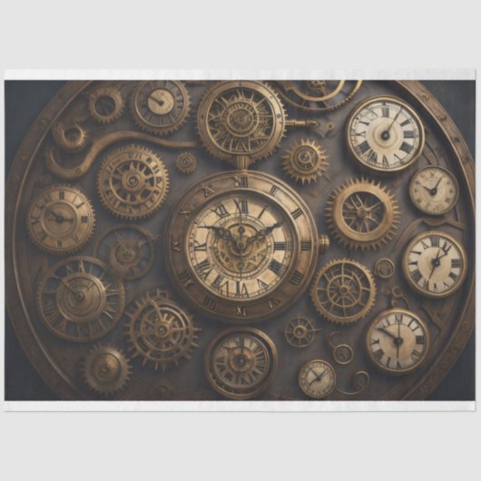 Clocks & pocket Watches Steampunk Tissue paper Tissuepapier (Voorkant)