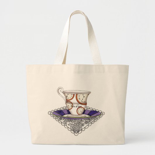 Clocks Teacup Bag Grote Tote Bag (Voorkant)