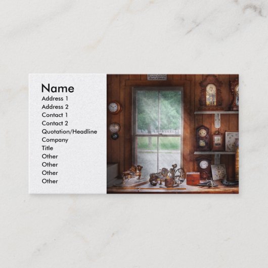 Clocksmith - in de Klokreparatieschop Visitekaartje (Voorkant)