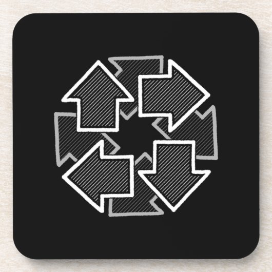 Clockwise Arrows Minimal Geometric Black Variant 2 Bier Onderzetter (Voorkant)