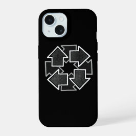 Clockwise Arrows Minimal Geometric Black Variant 2 iPhone 15 Case