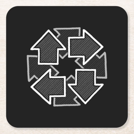 Clockwise Arrows Minimal Geometric Black Variant 2 Kartonnen Onderzetters (Voorkant)