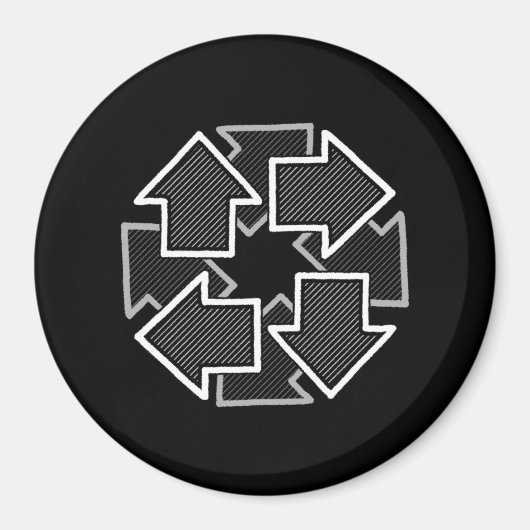 Clockwise Arrows Minimal Geometric Black Variant 2 Magneet (Voorkant)