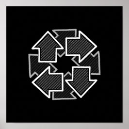 Clockwise Arrows Minimal Geometric Black Variant 2 Poster