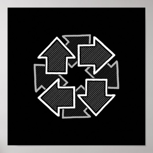Clockwise Arrows Minimal Geometric Black Variant 2 Poster (Voorkant)