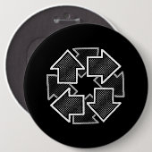 Clockwise Arrows Minimal Geometric Black Variant 2 Ronde Button 6,0 Cm (Voorkant /achterkant)