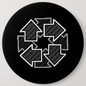 Clockwise Arrows Minimal Geometric Black Variant 2 Ronde Button 6,0 Cm (Voorkant)