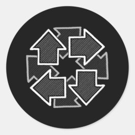 Clockwise Arrows Minimal Geometric Black Variant 2 Ronde Sticker