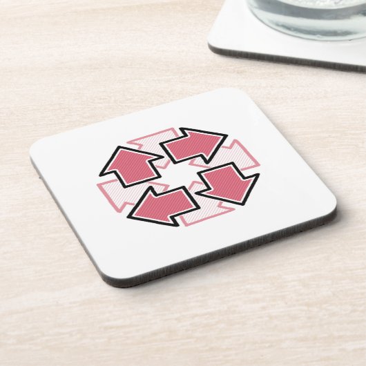 Clockwise Arrows Minimal Geometric Red Bier Onderzetter (Linkerzijde)