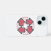 Clockwise Arrows Minimal Geometric Red iPhone 15 Case (Achterkant horizontaal)