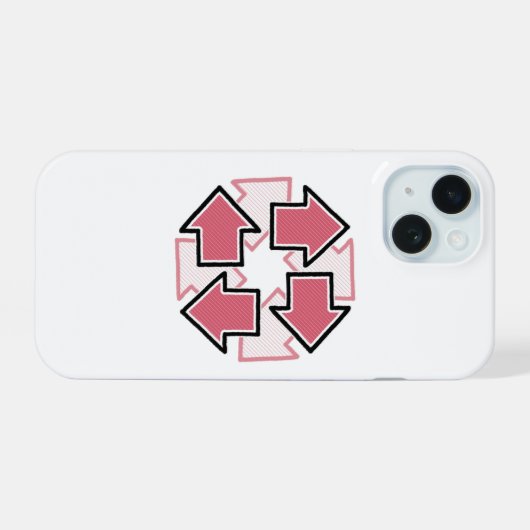 Clockwise Arrows Minimal Geometric Red iPhone 15 Case (Achterkant horizontaal)