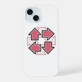 Clockwise Arrows Minimal Geometric Red iPhone 15 Case (Achterkant)