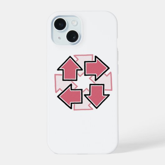 Clockwise Arrows Minimal Geometric Red iPhone 15 Case (Achterkant)