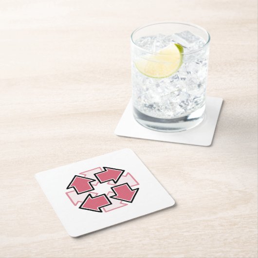 Clockwise Arrows Minimal Geometric Red Kartonnen Onderzetters (Insitu)