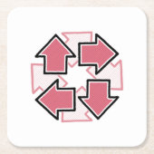 Clockwise Arrows Minimal Geometric Red Kartonnen Onderzetters (Voorkant)