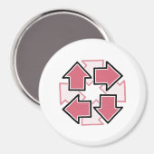 Clockwise Arrows Minimal Geometric Red Magneet (Voorkant / Achterkant)