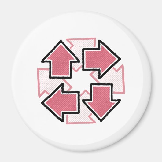 Clockwise Arrows Minimal Geometric Red Magneet (Voorkant)