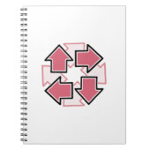 Clockwise Arrows Minimal Geometric Red Notitieboek (Voorkant)