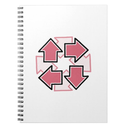 Clockwise Arrows Minimal Geometric Red Notitieboek (Voorkant)