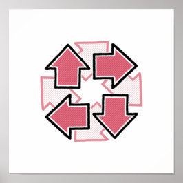 Clockwise Arrows Minimal Geometric Red Poster