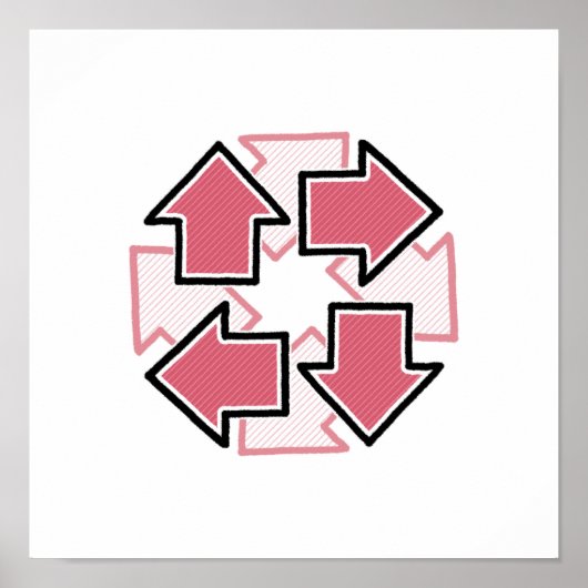 Clockwise Arrows Minimal Geometric Red Poster (Voorkant)