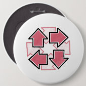 Clockwise Arrows Minimal Geometric Red Ronde Button 6,0 Cm (Voorkant /achterkant)