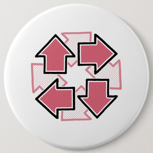 Clockwise Arrows Minimal Geometric Red Ronde Button 6,0 Cm (Voorkant)