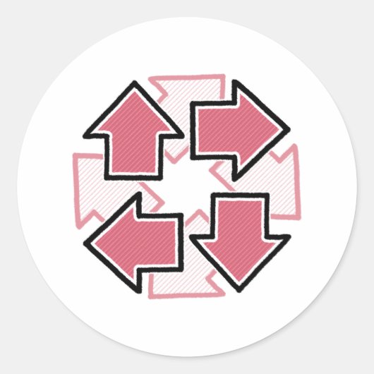 Clockwise Arrows Minimal Geometric Red Ronde Sticker (Voorkant)