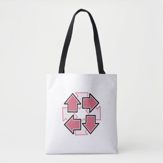 Clockwise Arrows Minimal Geometric Red Tote Bag (Voorkant)