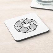 Clockwise Arrows Minimal Geometric White Variant 1 Bier Onderzetter (Linkerzijde)