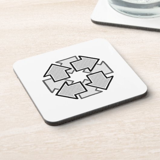 Clockwise Arrows Minimal Geometric White Variant 1 Bier Onderzetter (Linkerzijde)