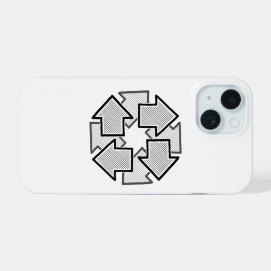 Clockwise Arrows Minimal Geometric White Variant 1 iPhone 15 Case (Achterkant horizontaal)