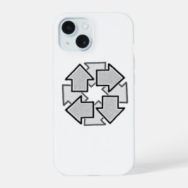 Clockwise Arrows Minimal Geometric White Variant 1 iPhone 15 Case