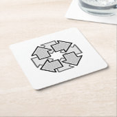 Clockwise Arrows Minimal Geometric White Variant 1 Kartonnen Onderzetters (Schuin)