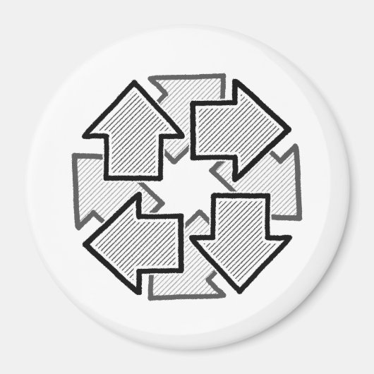 Clockwise Arrows Minimal Geometric White Variant 1 Magneet (Voorkant)