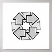 Clockwise Arrows Minimal Geometric White Variant 1 Poster (Voorkant)