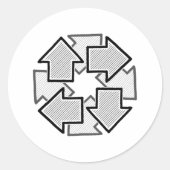 Clockwise Arrows Minimal Geometric White Variant 1 Ronde Sticker (Voorkant)