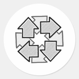 Clockwise Arrows Minimal Geometric White Variant 1 Ronde Sticker