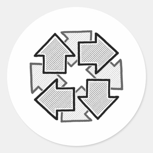 Clockwise Arrows Minimal Geometric White Variant 1 Ronde Sticker (Voorkant)