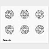 Clockwise Arrows Minimal Geometric White Variant 1 Ronde Sticker (Vel)