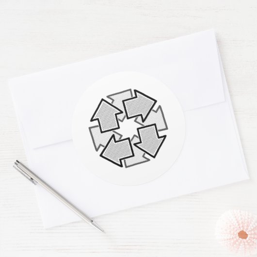 Clockwise Arrows Minimal Geometric White Variant 1 Ronde Sticker (Envelop)