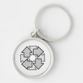 Clockwise Arrows Minimal Geometric White Variant 1 Sleutelhanger (Voorkant)