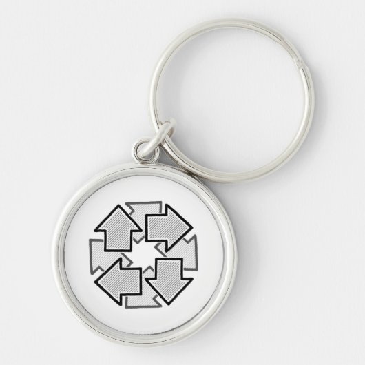 Clockwise Arrows Minimal Geometric White Variant 1 Sleutelhanger (Voorkant)