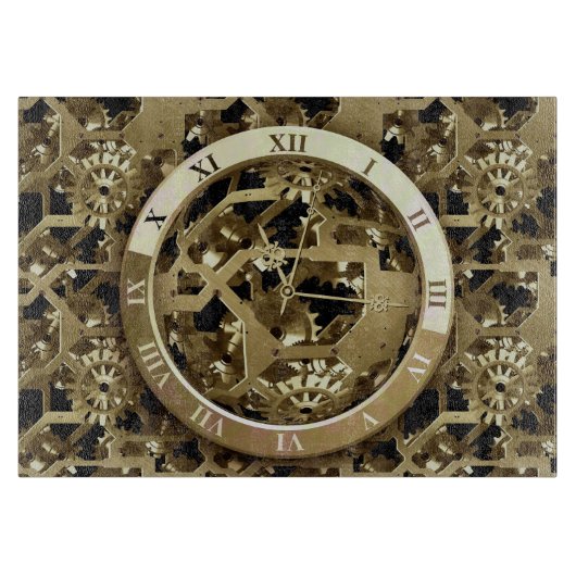 Clockwork 6 decoratieve glazen snijplank (Voorkant)