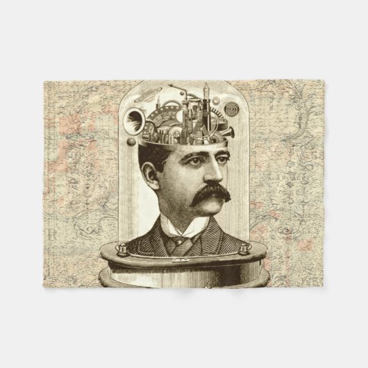 Clockwork Brain STEAMPUNK Fleece Deken (Voorkant (Horizontaal))