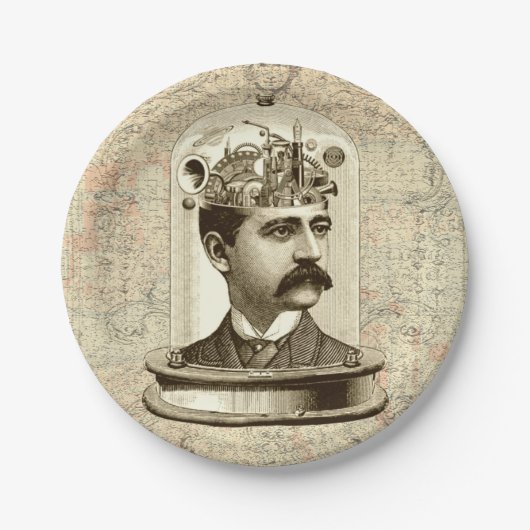 Clockwork Brain STEAMPUNK Papieren Bordje (Voorkant)